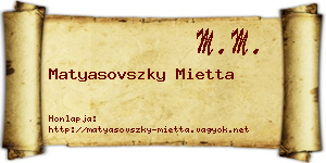 Matyasovszky Mietta névjegykártya
